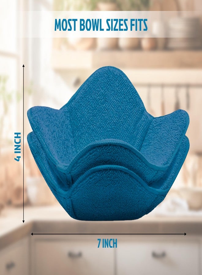 ULVEOL Set 2X Light Blue 7" sq. x 4"H Microwave Polyester Bowl Cloth - Home Kitchen Plate Hot Pads Pot for Microwaveable - Hot Heatproof Plate Holder Pots Holders for Bowls - Good Kitchen Accessories - Image 2